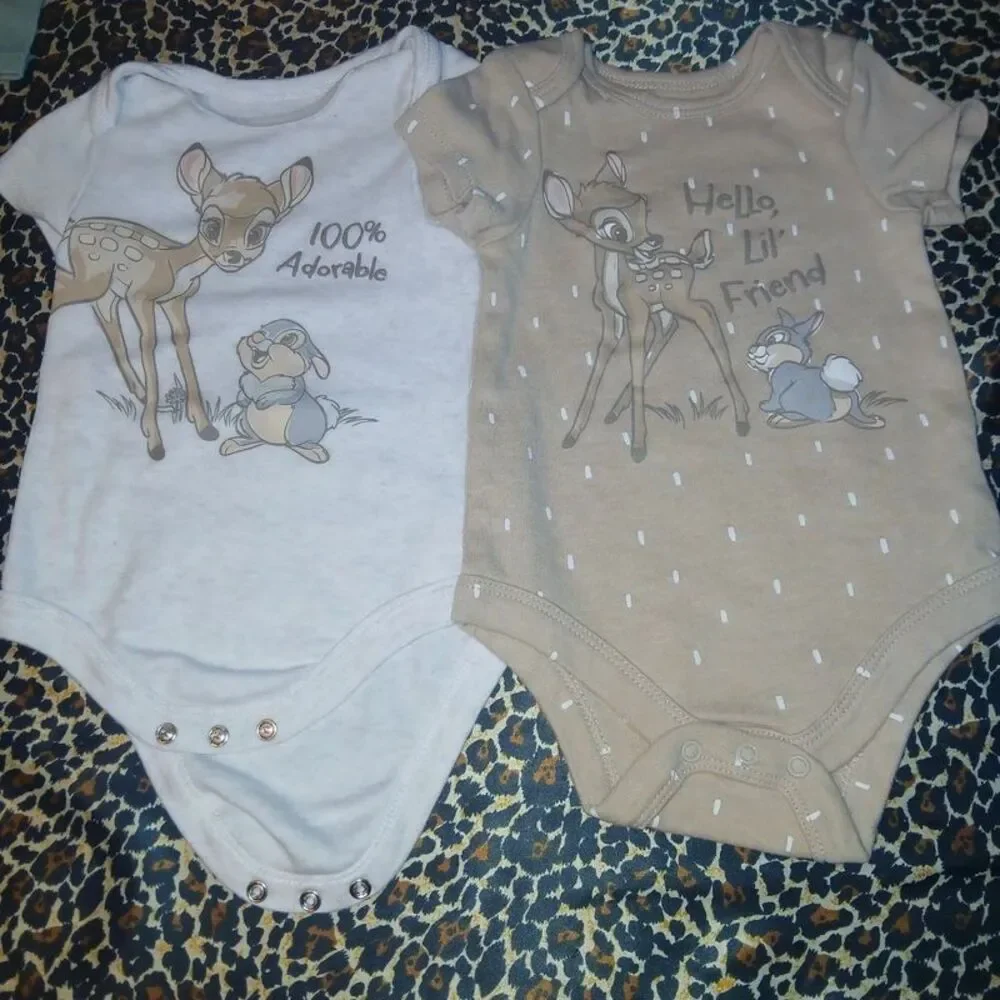 Disney Bambi & Elephant Baby Onesie Bundle (3-Pack